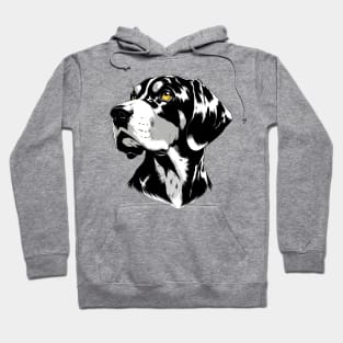 Stunning and Cool Bluetick Coonhound Monochrome and Gold Portrait for Father's Day Hoodie